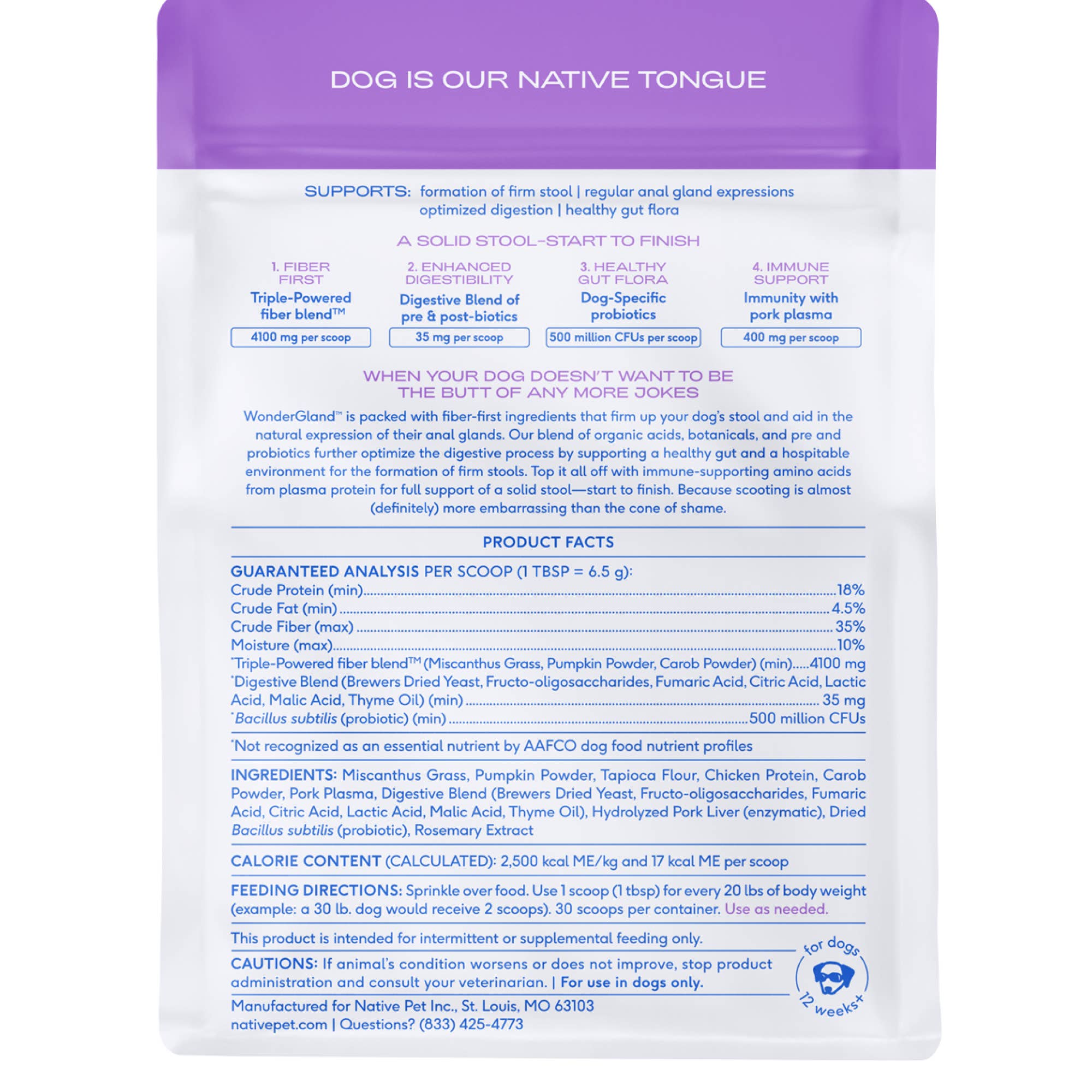 Native Pets - WonderGland Anal Gland Pumpkin Fiber & Digestive Supplement