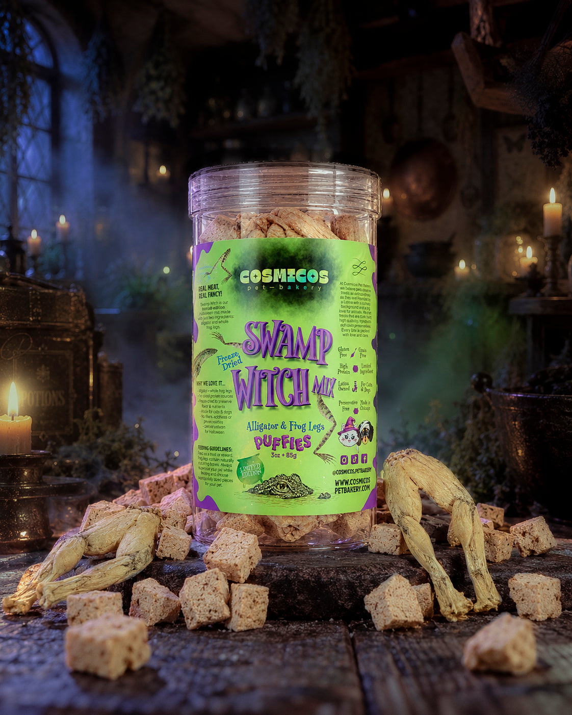 Swamp Witch Mix Limited Edition – Freeze-Dried Alligator and Frog Legs for Cats and Dogs – 3 oz