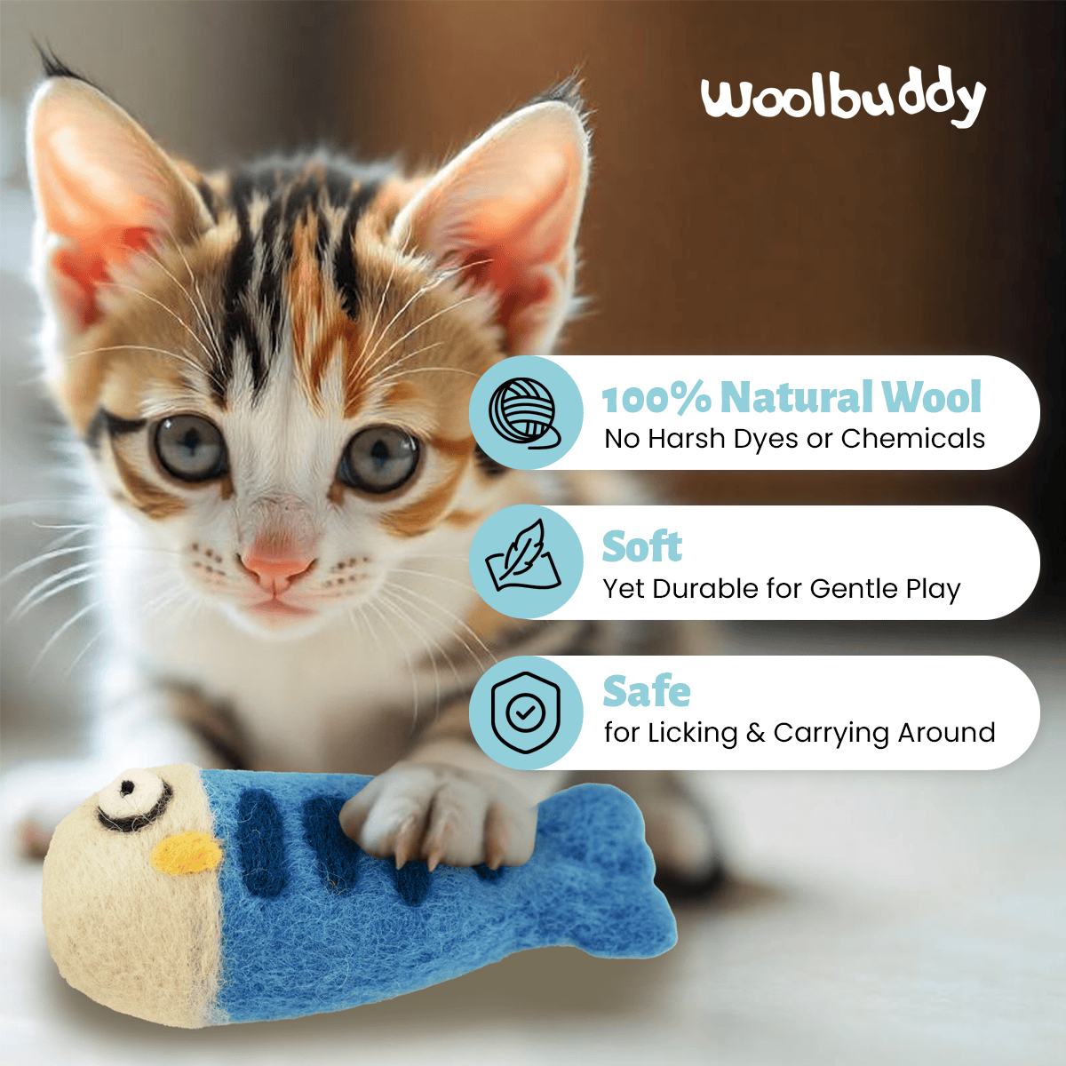 Woolbuddy - Felted Fish Cat Toy