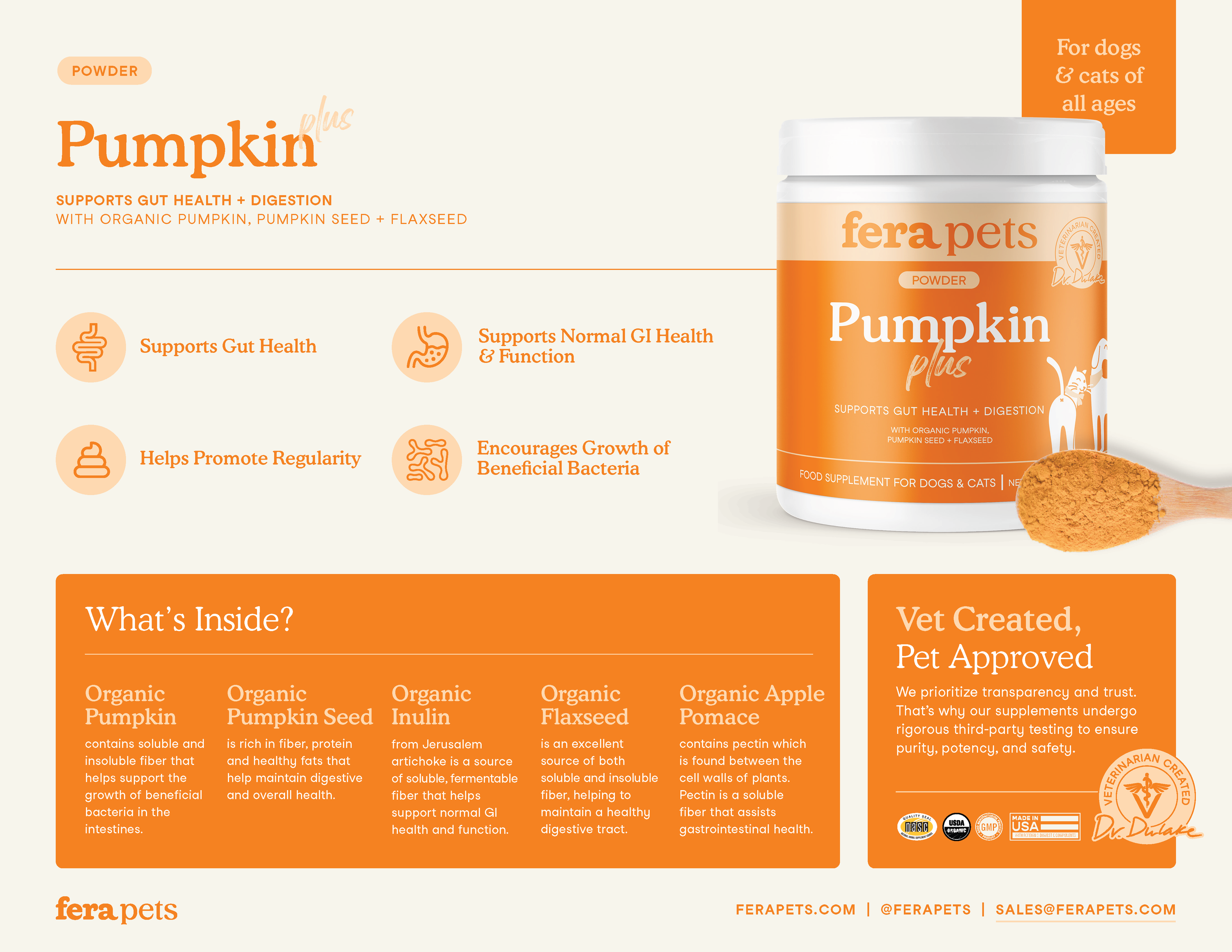 Fera Pets - Pumpkin Plus Fiber Support for Dogs and Cats