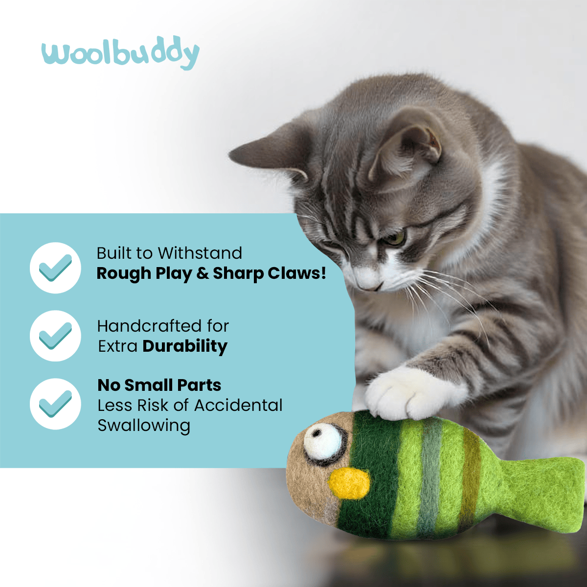 Woolbuddy - Felted Fish Cat Toy