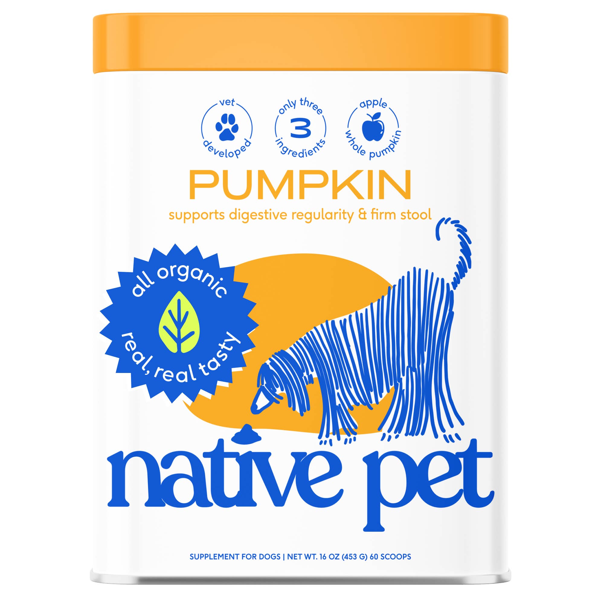 Native Pets - Organic Pumpkin Fiber Powder, Digestive Supplement for Dogs