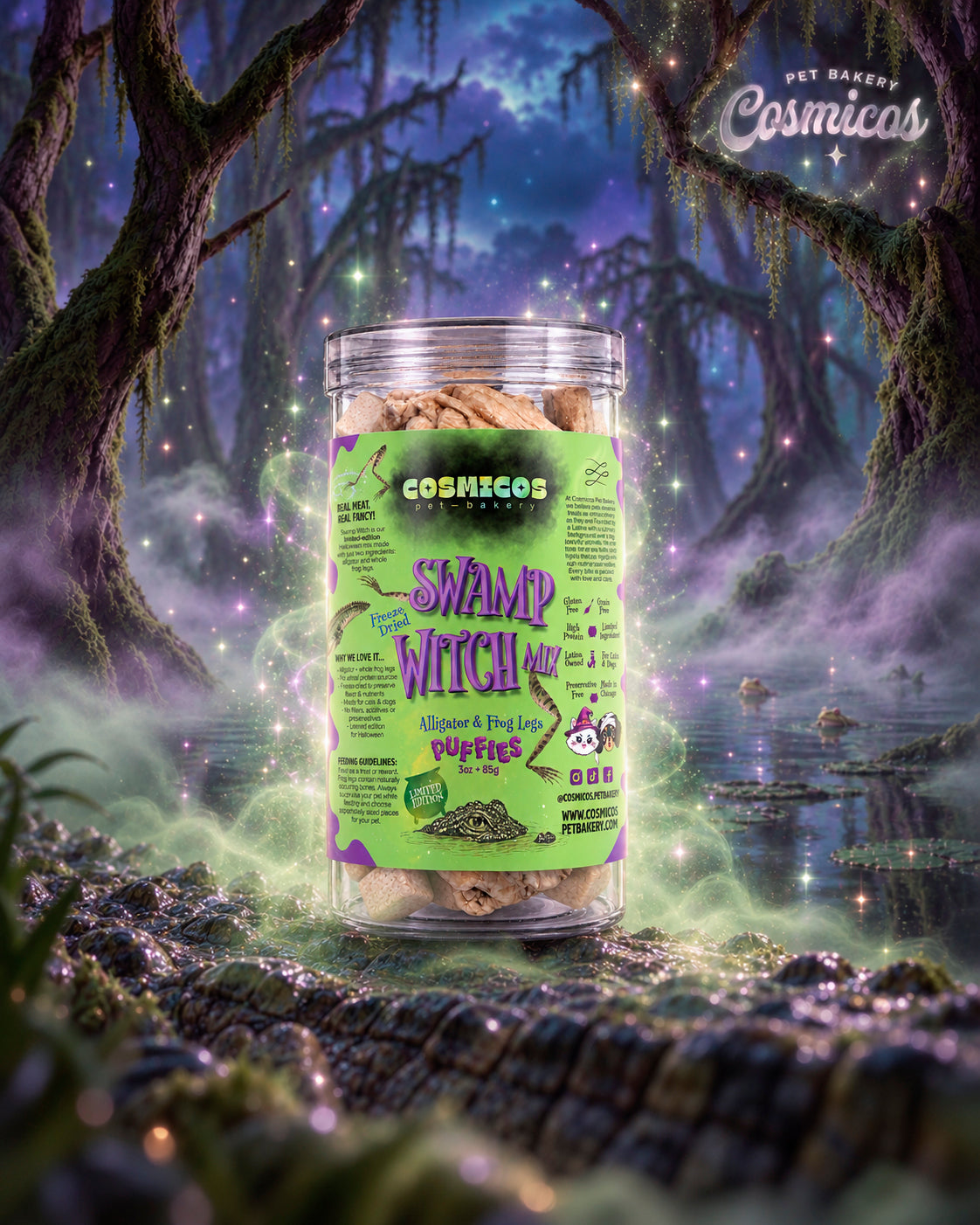 Swamp Witch Mix Limited Edition – Freeze-Dried Alligator and Frog Legs for Cats and Dogs – 3 oz