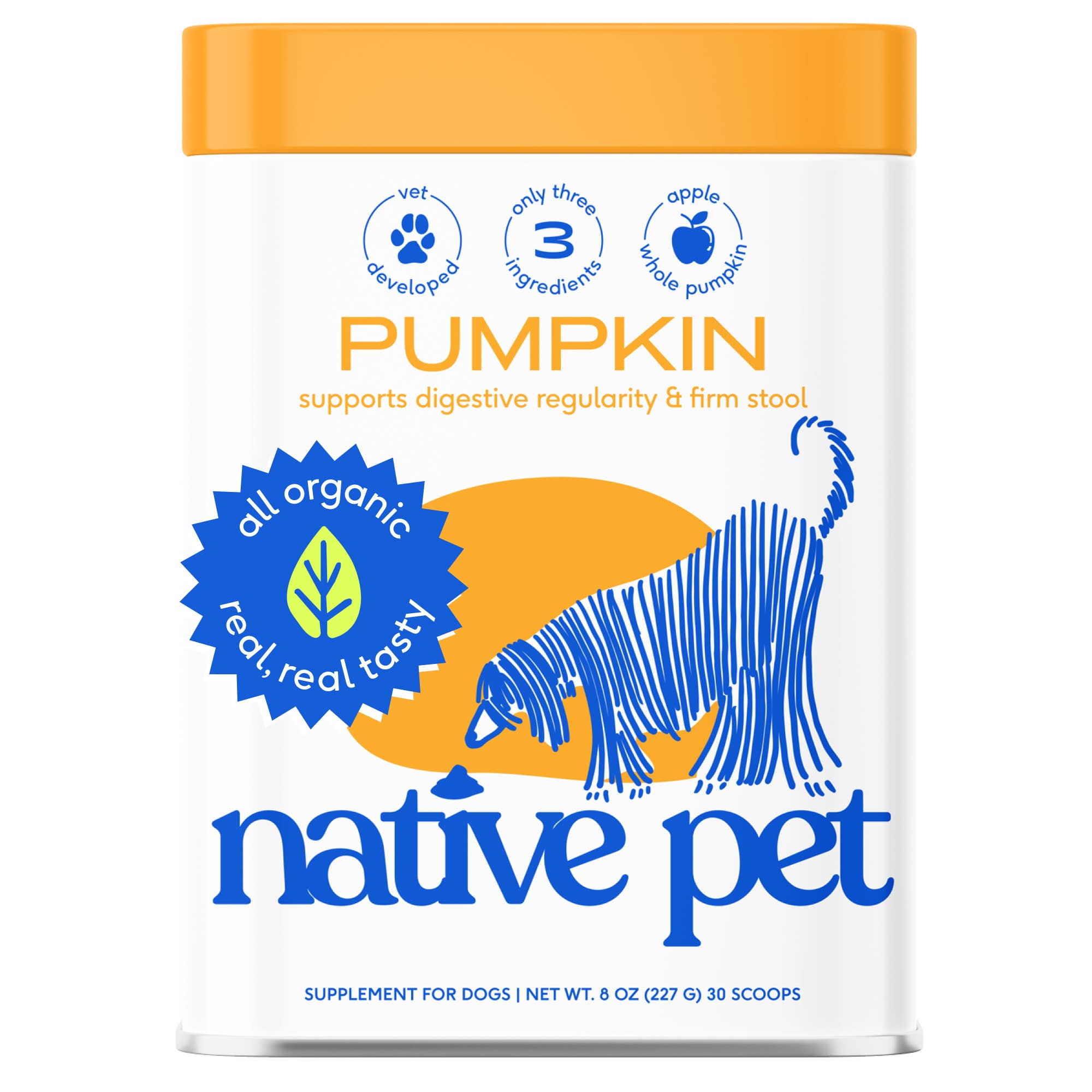 Native Pets - Organic Pumpkin Fiber Powder, Digestive Supplement for Dogs