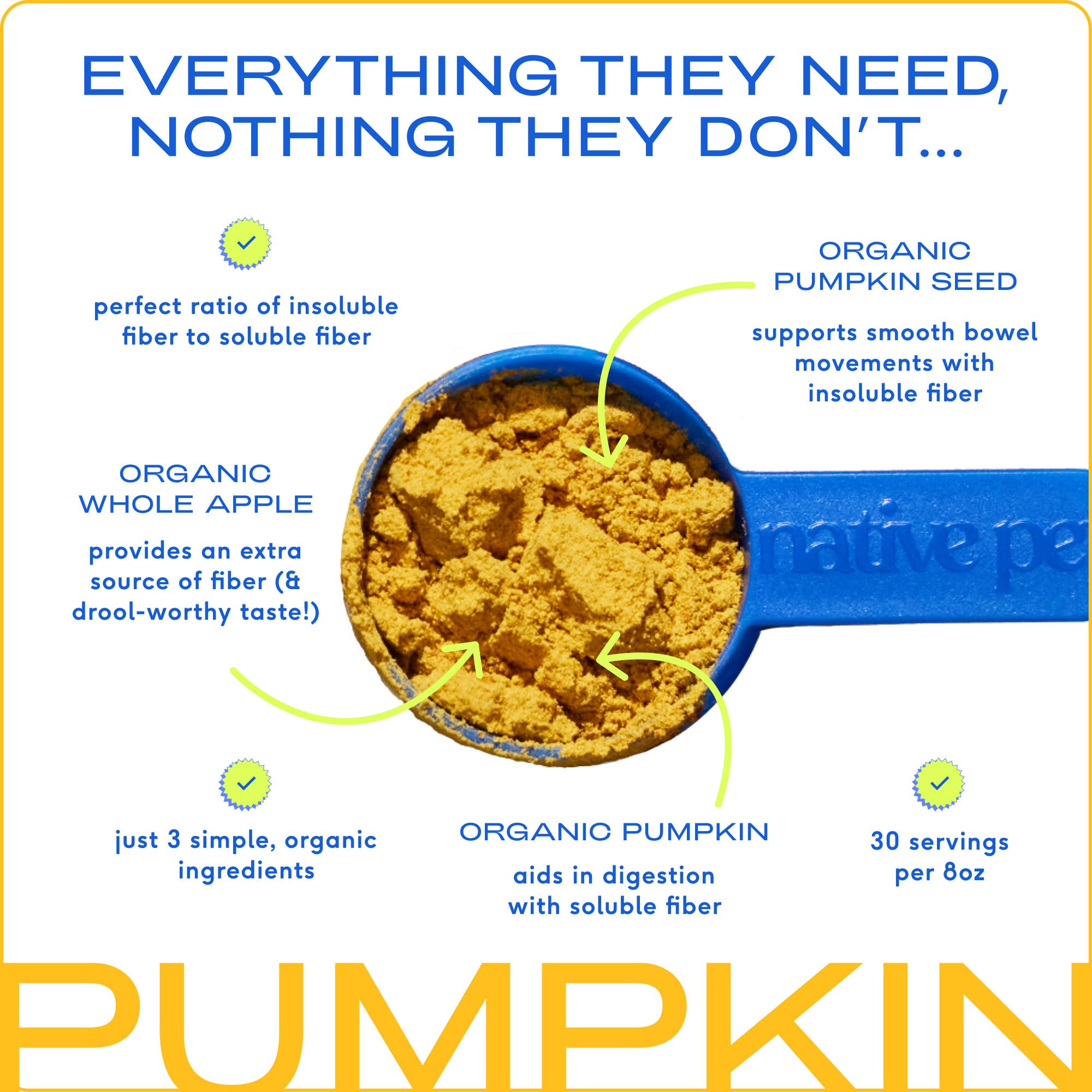 Native Pets - Organic Pumpkin Fiber Powder, Digestive Supplement for Dogs