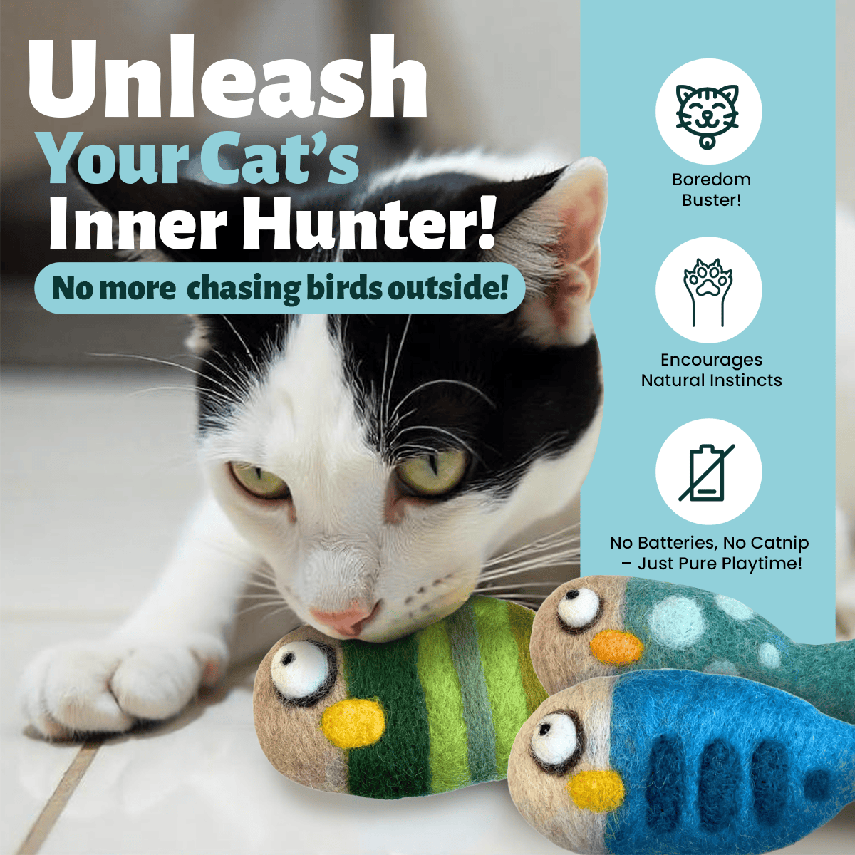 Woolbuddy - Felted Fish Cat Toy
