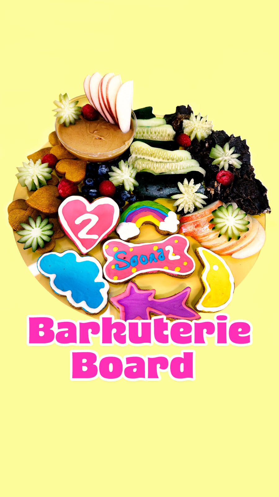 Pawty Bundle Cosmic Barkuterie Board + Birthday Dawgnut + 10 Frosted Cookies